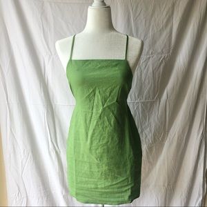 NWT Crisscross Linen Blend Mini Dress, Small